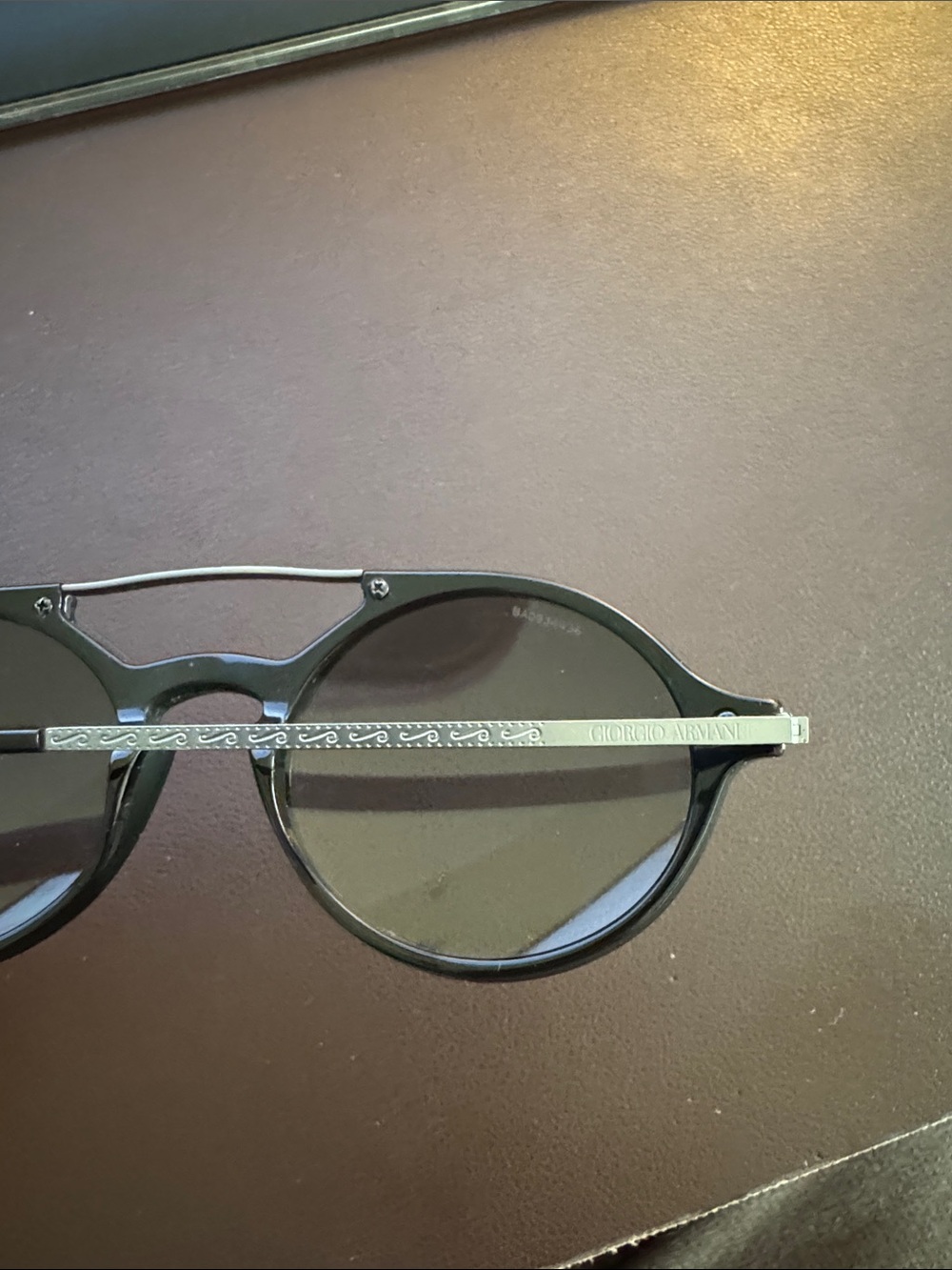 Giorgio Armani - Black Round Sunglasses with Double Bridge - Picture 8 of 8